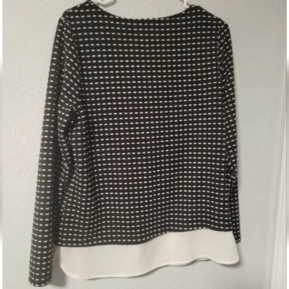 Croft & Barrow Black & White Layered Look Long Sleeve Blouse sz M